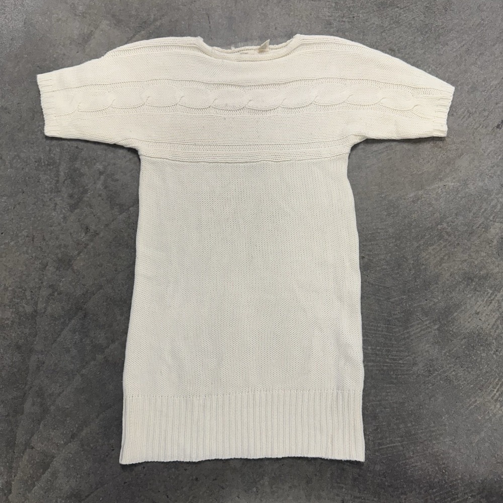 Women's White Sweater Dress Acrylic Allison Britney Fall Indie Girlie Cozy XL